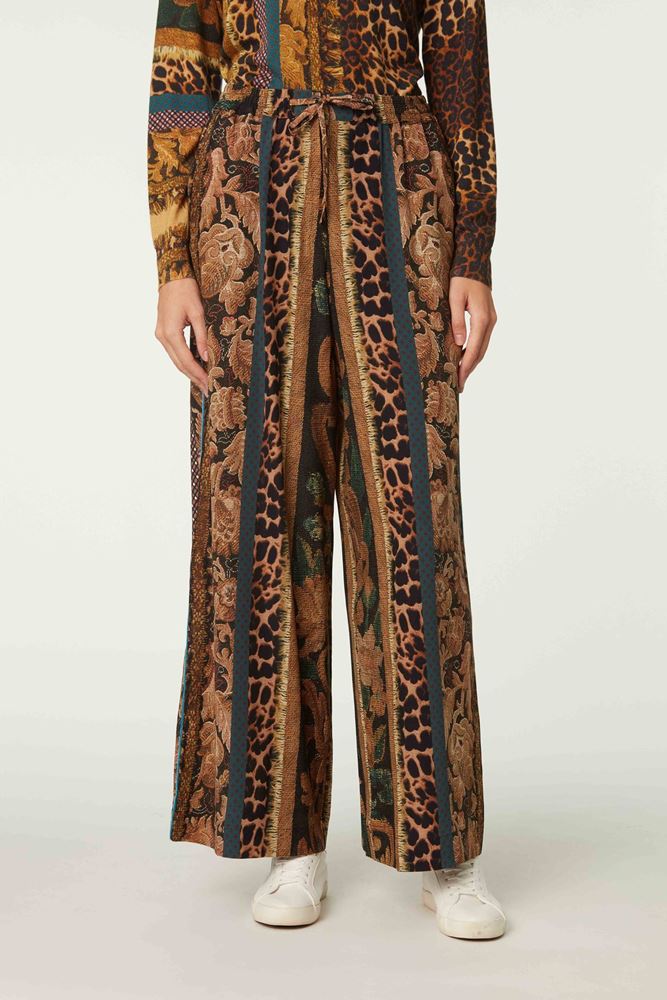 Picture of Multicolour Floral and Leopard Print Pants