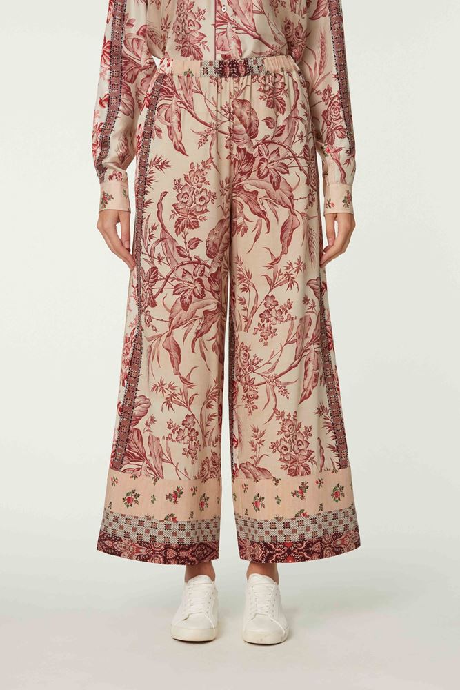 Picture of Red and Beige Floral Print Pants