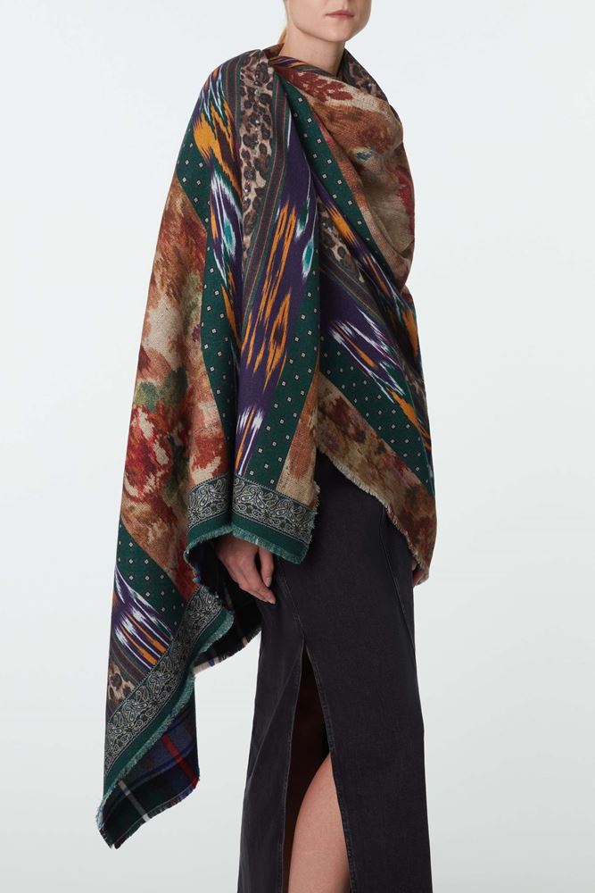 Picture of Multicolour Leopard and Floral Print Scarf