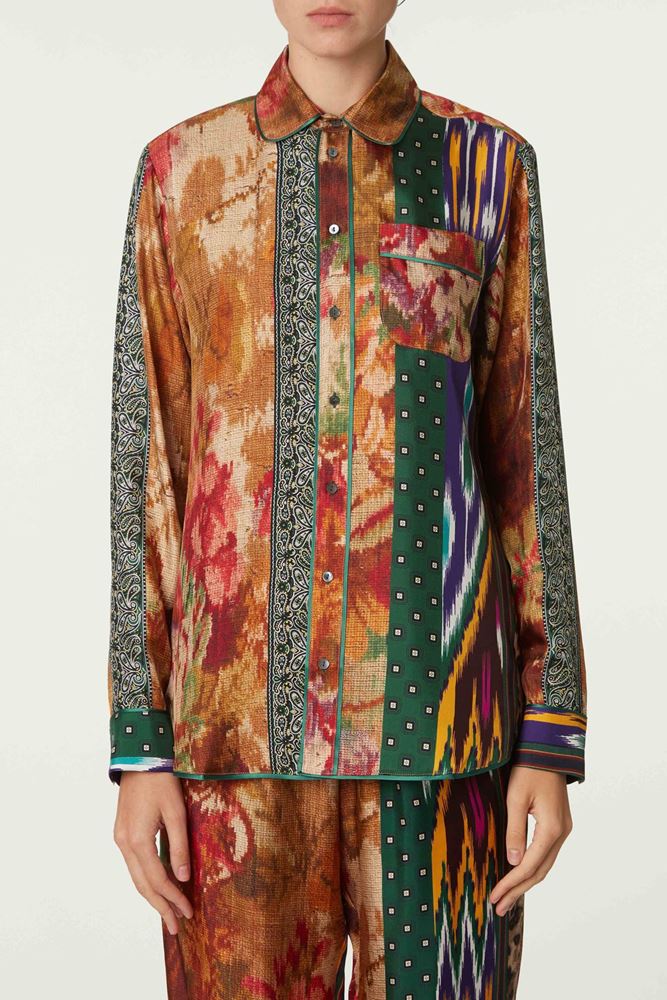 Picture of Multicolour Print Silk Shirt