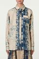 Picture of Blue and Beige Floral Print Silk Shirt
