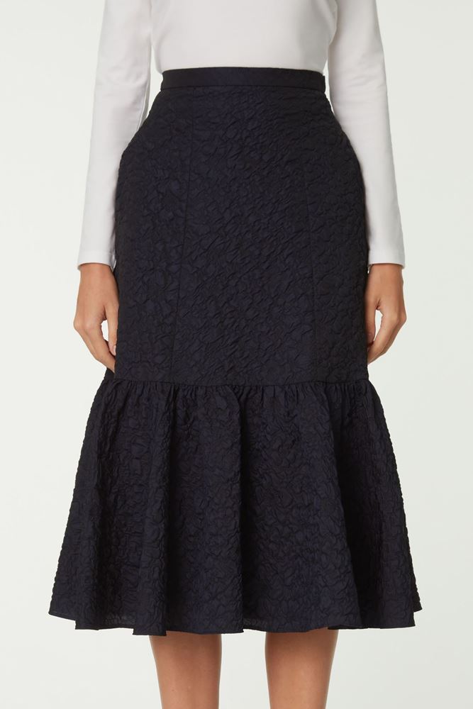 Picture of Navy Texture Cloque Skirt 