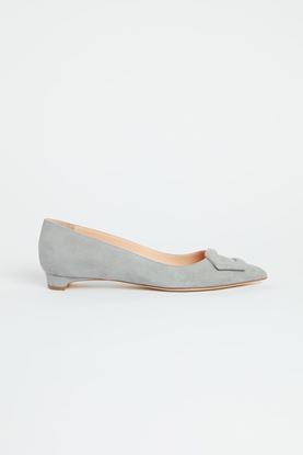 Picture of Grey Suede Buckle Flats