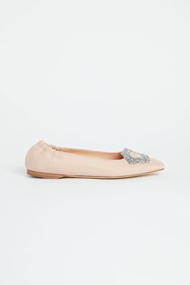 Picture of Nude Colour Leather Buckle Ballerina Flats