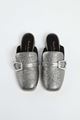 Picture of Silver Shearling Leather mules 30mm