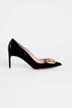 Picture of Black Patent Leather Gold Pebble Heels 80mm