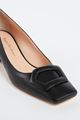 Picture of Black Leather Pebble Heels 50mm