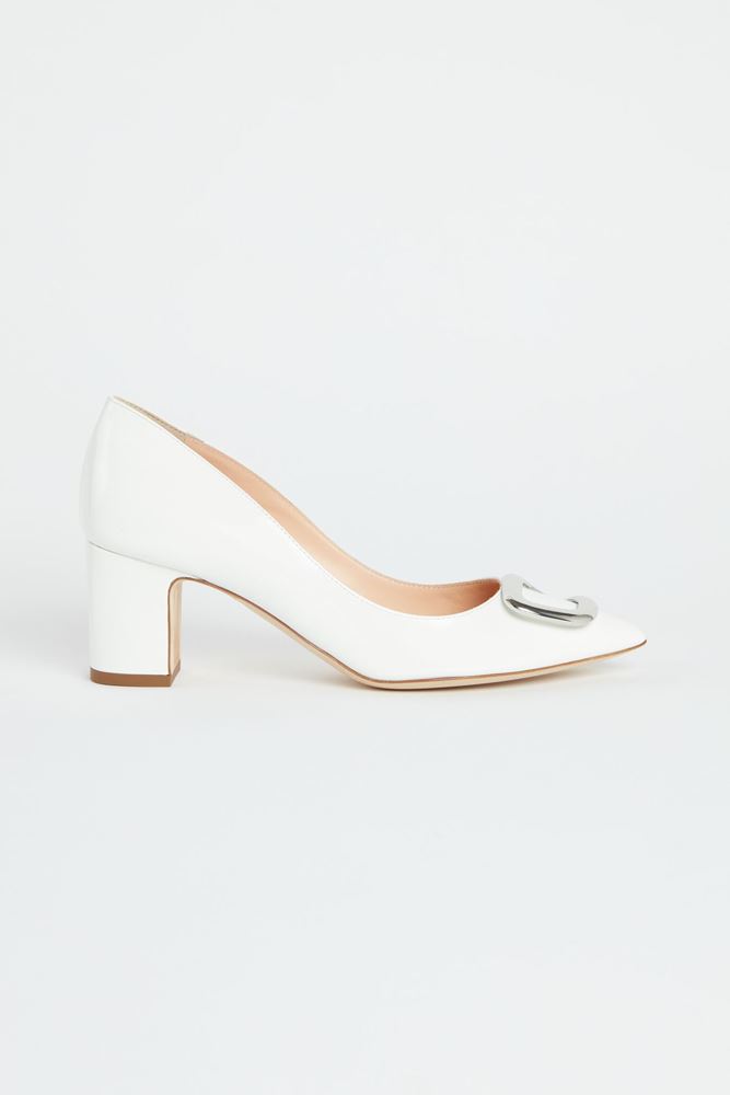Picture of White Leather Pebble Heels 60mm