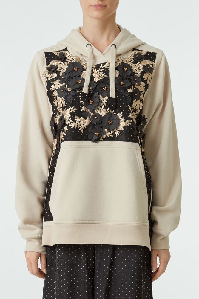 Picture of Beige Floral Embroidery Hoodie 