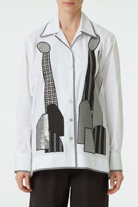 Picture of White Oversize Patchwork Shirt