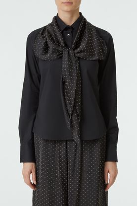 Picture of Black Polka Dot Scarf Neck Blouse