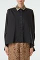 Picture of Black Lace Insert Collar Blouse 