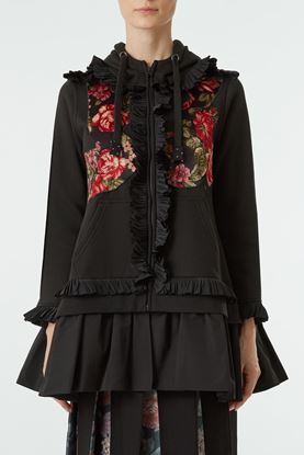 Picture of Black Floral Print Ruffle Jacket
