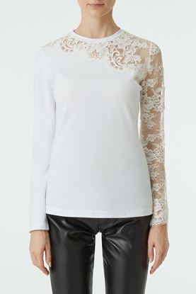 Picture of White Lace Embroidery T-Shirt