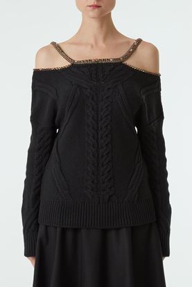 Picture of Black Crystal Shoulder Embellished Sweater