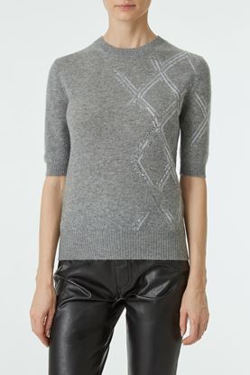 Picture of Grey Diamond Pattern Cashmere Sweater