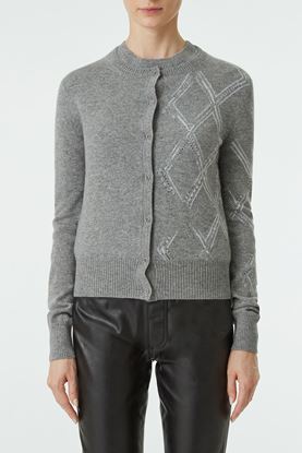 Picture of Grey Diamond Pattern Cashmere Cardigan
