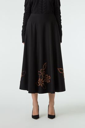 Picture of Black Flower Embroidery Skirt