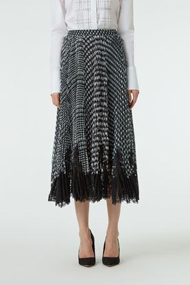 Picture of Black and White Check Pattern Pleat Skirt