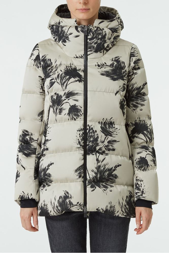 Picture of Black and White Floral Padded Coat