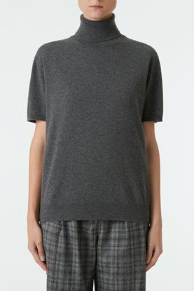 Picture of Grey Roll Neck Short Sleeves Sweater