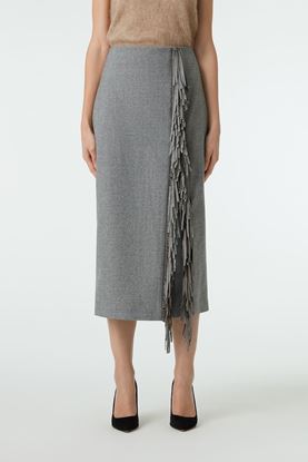 Picture of Grey Fringe Virgin Wool Skirt 