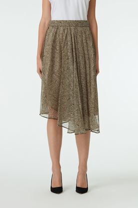 Picture of Brown Paisley Print Asymmetric Skirt