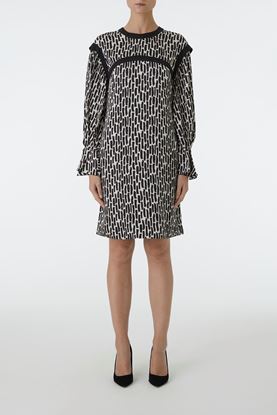 Picture of Black and White Brush Stroke Print Dress