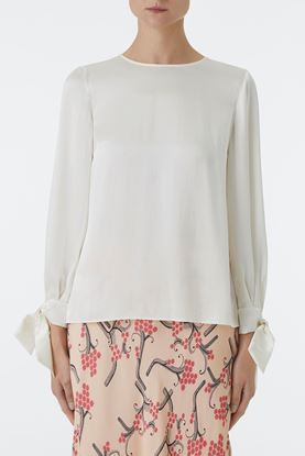 Picture of Ivory White Loose Fit Bow Detail Blouse