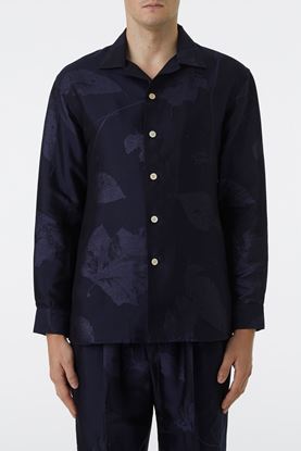 Picture of Navy and Purple Jacquard Camp Collar Shirt