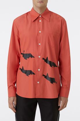 Picture of Coral Red Fight Jet Print Shirt