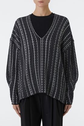 Picture of Black and White Oversize Melange Knit Sweater