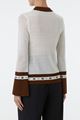 Picture of White and Brown Shirt Collar Cardigan 