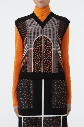 Picture of Multicolour Osmanthus Pattern V-Neck Sweater