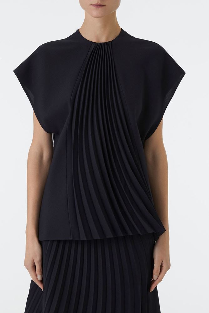 Picture of Navy Curved Pleat Top