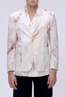 Picture of White and Pink Marble Print Blazer 