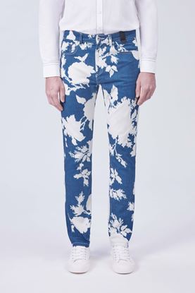Picture of White and Blue Floral Print Jeans