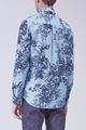 Picture of Blue Floral Print Mandarin Collar Shirt