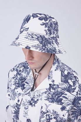 Picture of White and Blue Floral Bucket Hat 