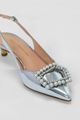 Picture of Silver Pearl Buckle Slingback Heels 