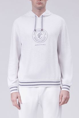 Picture of White Logo Print Hoodie