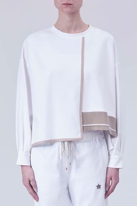 Picture of White and Brown Asymmetric Sweatshirt