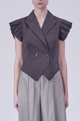 Picture of Charcoal Grey Ruffle Detail Waistcoat