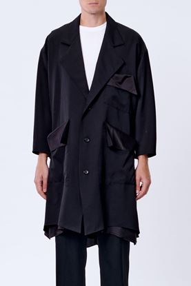 Picture of Contrast-Trimmed Long Coat