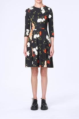 Picture of Rose Print 3-Quarter Sleeves Jersey Knee-Length Dione Dresss