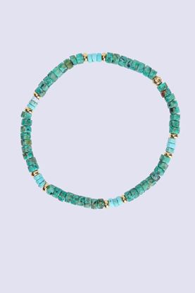 Picture of Men's Wristband With African&Bali Turquoise Heishi&Gold
