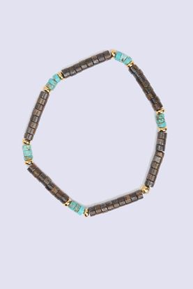 Picture of Men's Wristband With Turquoise&Coconut Heishi& Gold