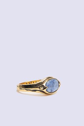 Picture of Vintage Gold Oval Signet Ring With Blue Dumortierite